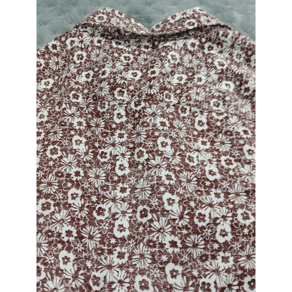 Tasso Elba Mens XL Brown White Floral Linen Long Sleeve Button Up Shirt - Picture 6 of 6